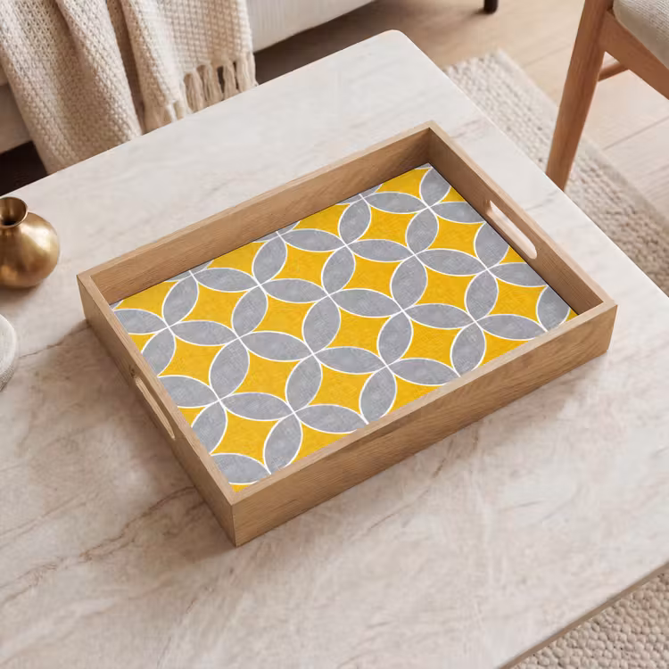 Tray - Geometric - Circles - Texture - Gray - Yellow — 2