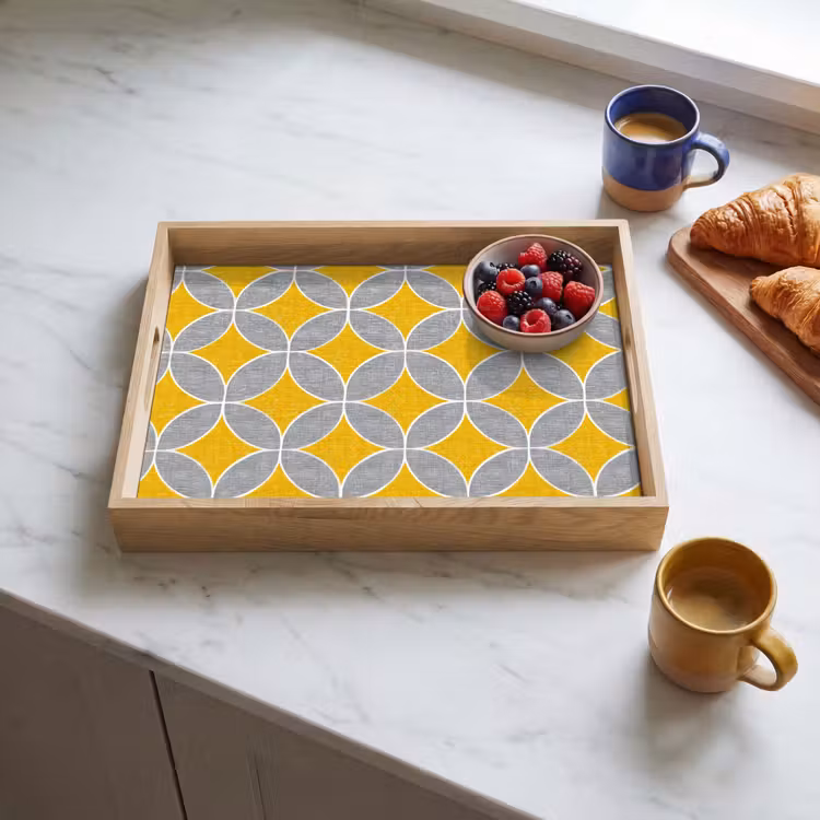 Tray - Geometric - Circles - Texture - Gray - Yellow — 3