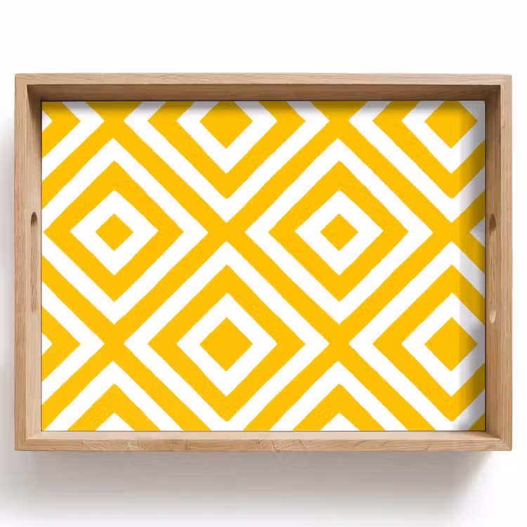 Tray - Geometric - Lines - Modern - Yellow - White — 1