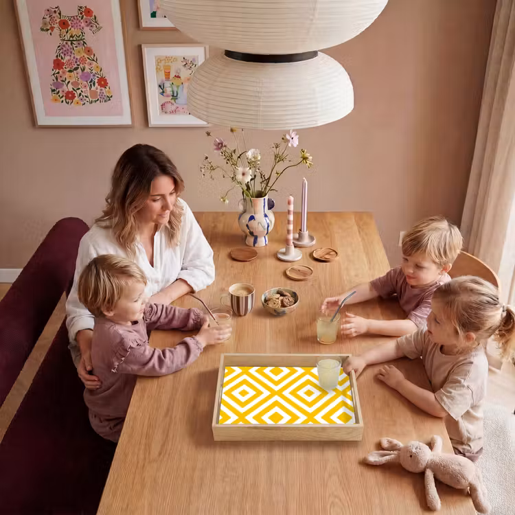 Tray - Geometric - Lines - Modern - Yellow - White — 5