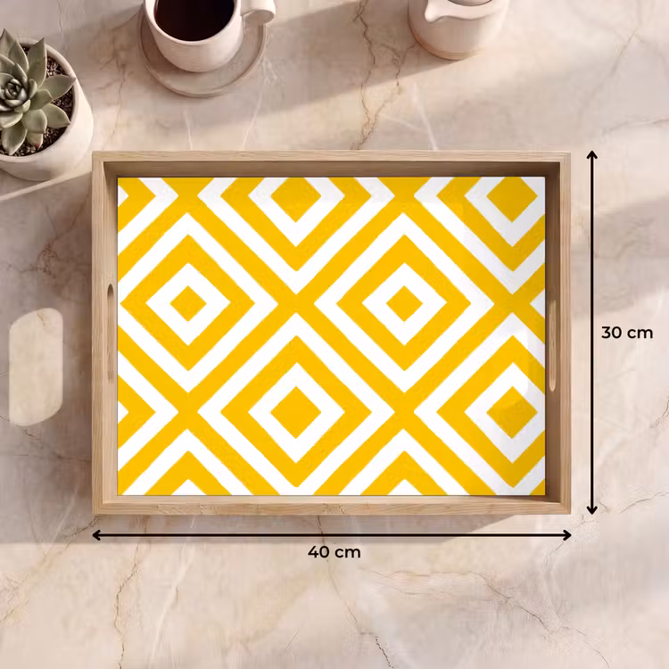 Tray - Geometric - Lines - Modern - Yellow - White — 8