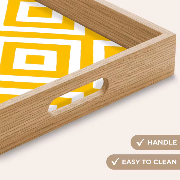 Tray - Geometric - Lines - Modern - Yellow - White — 9