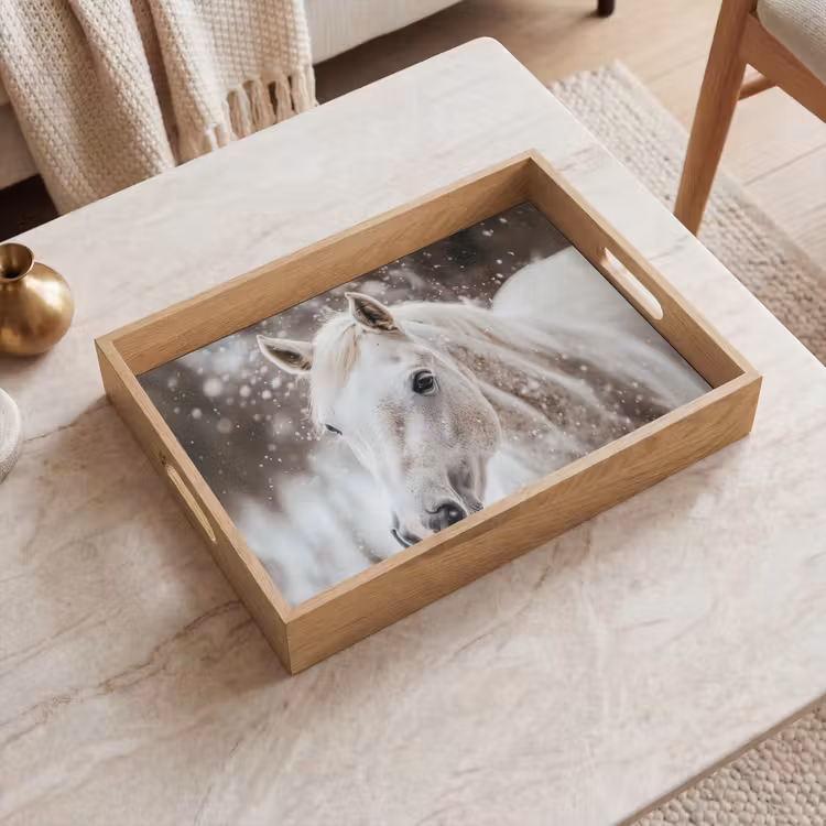 Tray - Horse - White - Winter - Nature - Snow - Animals — 2