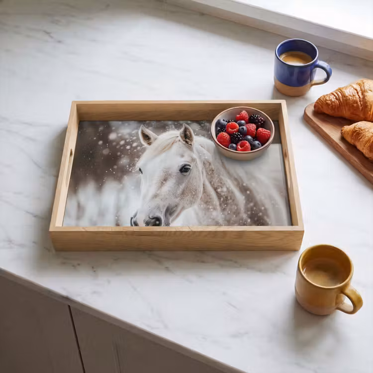 Tray - Horse - White - Winter - Nature - Snow - Animals — 3