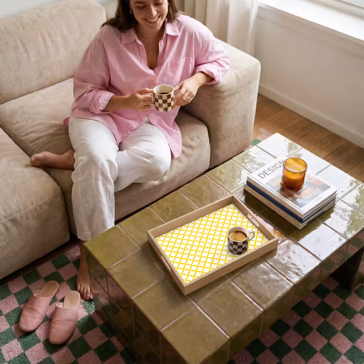 Tray - Pattern - Geometric - Classic - Yellow — 4