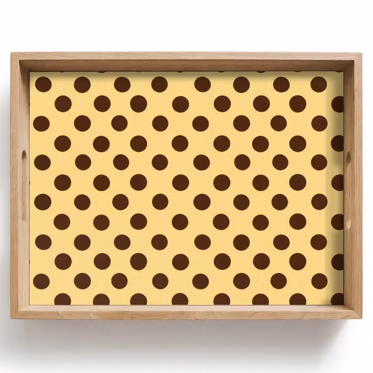 Tray - Polka Dot - Dots - Retro - Yellow - Brown — 1