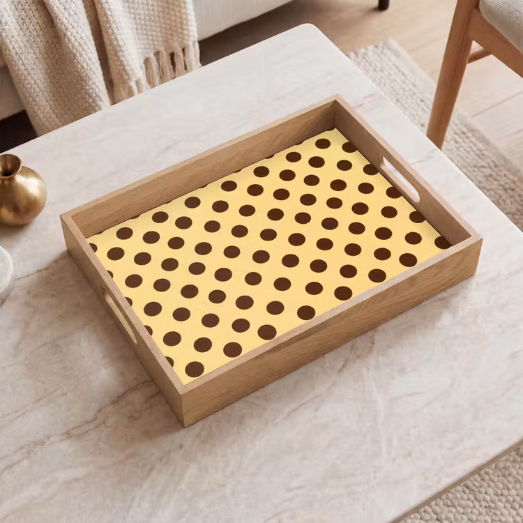 Tray - Polka Dot - Dots - Retro - Yellow - Brown — 2