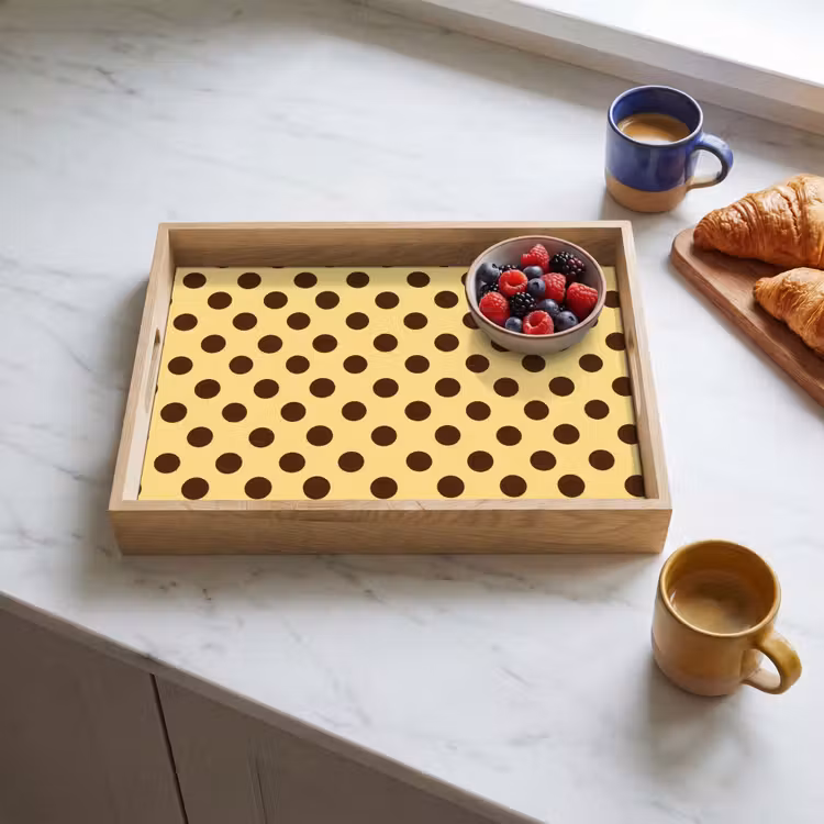 Tray - Polka Dot - Dots - Retro - Yellow - Brown — 3