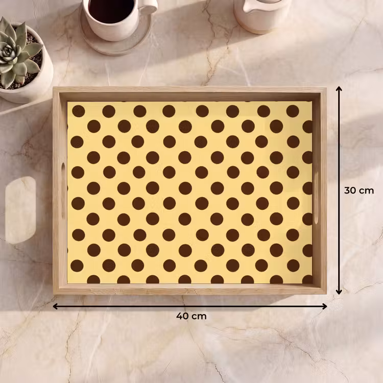 Tray - Polka Dot - Dots - Retro - Yellow - Brown — 8