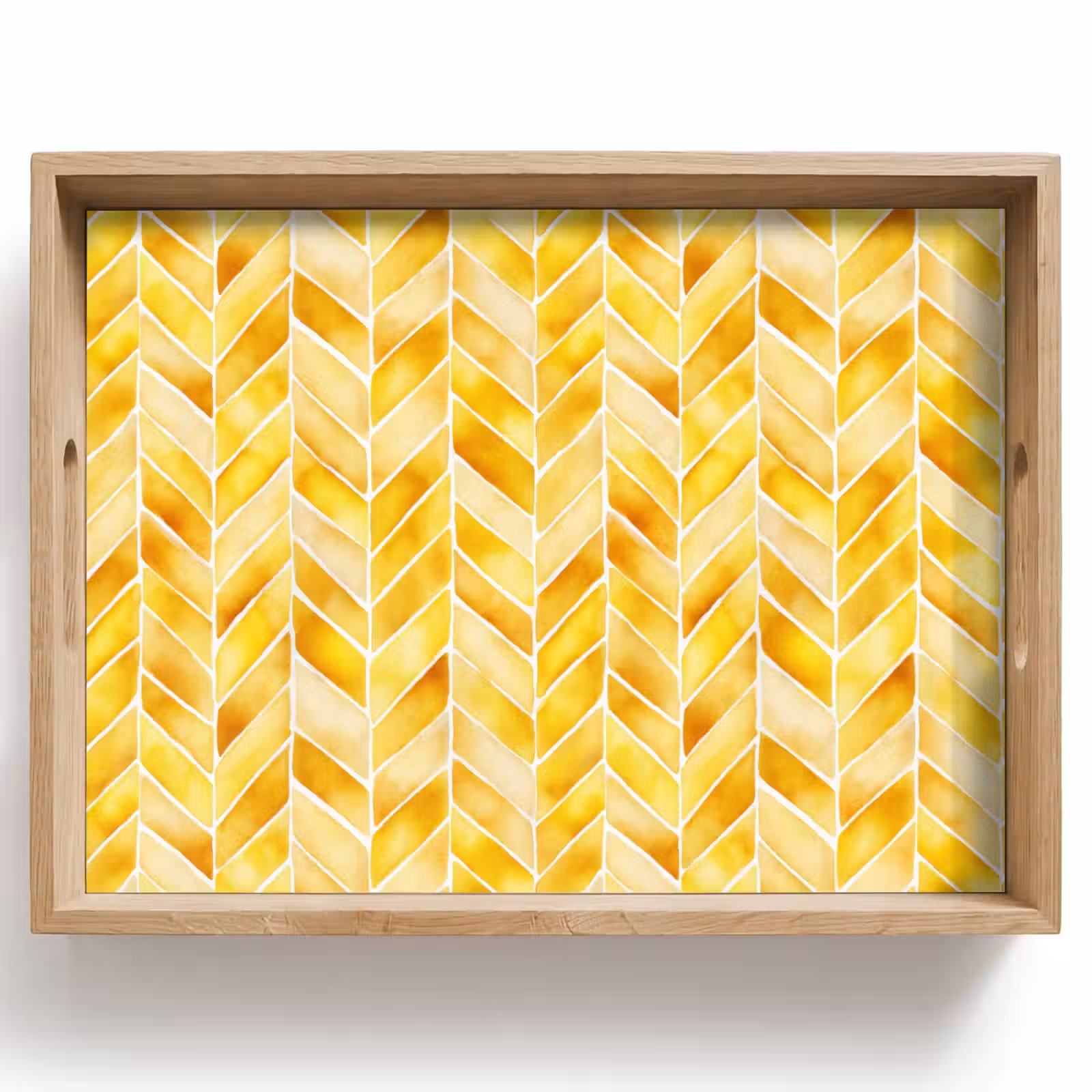 Tray - Herringbone - Watercolor - Patterns - Golden Yellow — 1