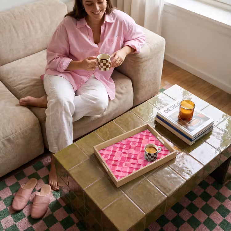 Tray - Geometric - Mosaic - Modern - Pink — 4