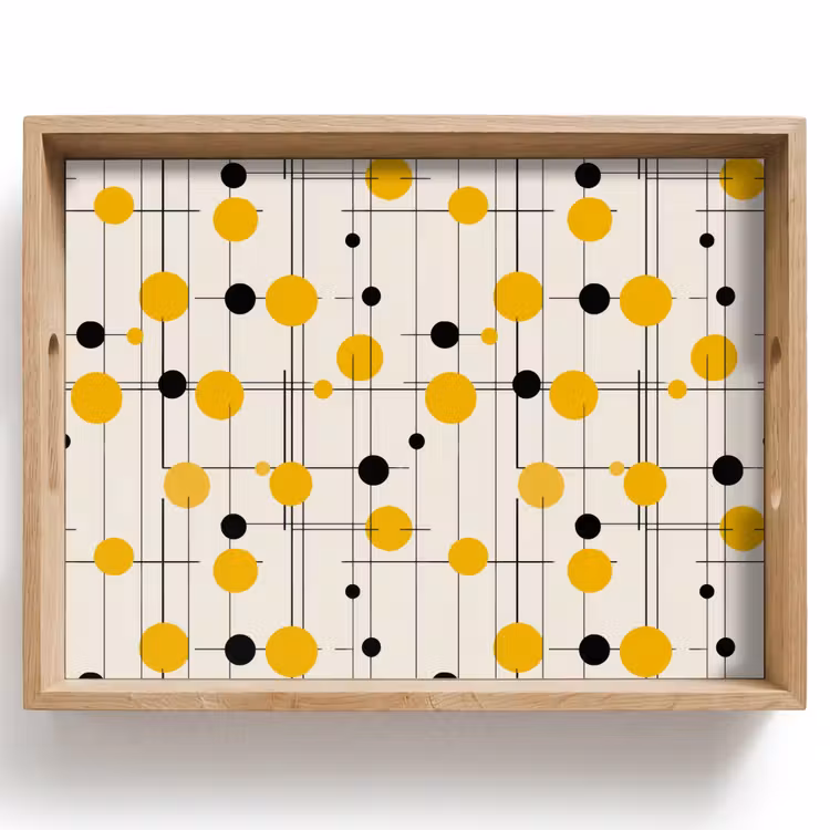 Tray - Geometric - Retro - Lines - Ochre - Black — 1