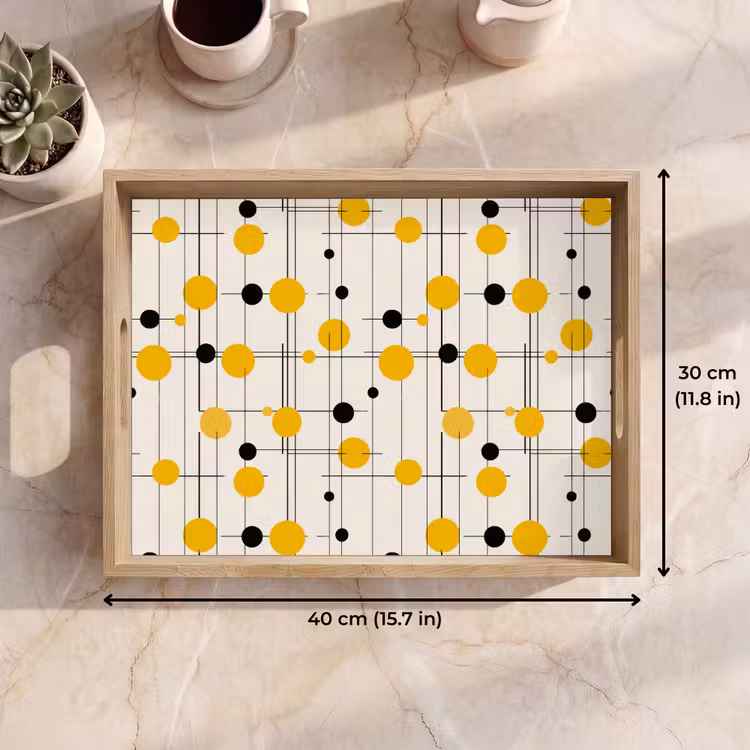 Tray - Geometric - Retro - Lines - Ochre - Black — 7