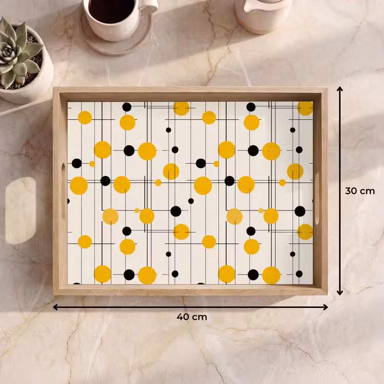 Tray - Geometric - Retro - Lines - Ochre - Black — 8