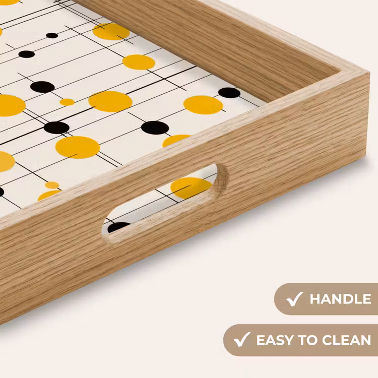 Tray - Geometric - Retro - Lines - Ochre - Black — 9