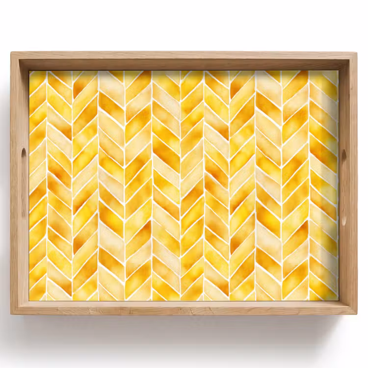 Tray - Herringbone - Watercolor - Patterns - Golden Yellow — 1
