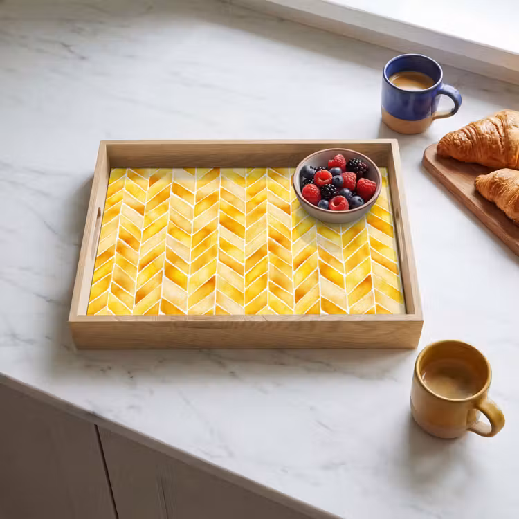 Tray - Herringbone - Watercolor - Patterns - Golden Yellow — 3