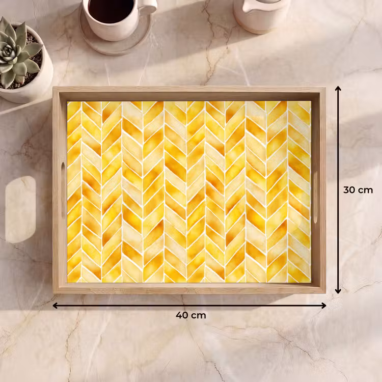 Tray - Herringbone - Watercolor - Patterns - Golden Yellow — 8