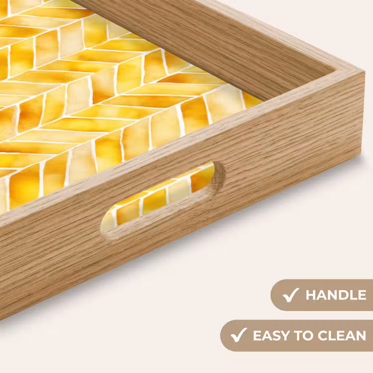 Tray - Herringbone - Watercolor - Patterns - Golden Yellow — 9