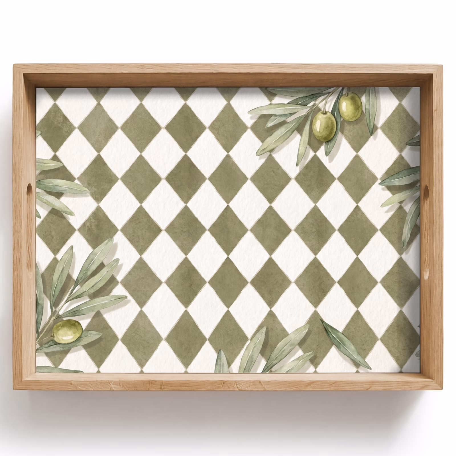 Tray - Plant - Olive Branches - Watercolor - Mediterranean - Green — 1
