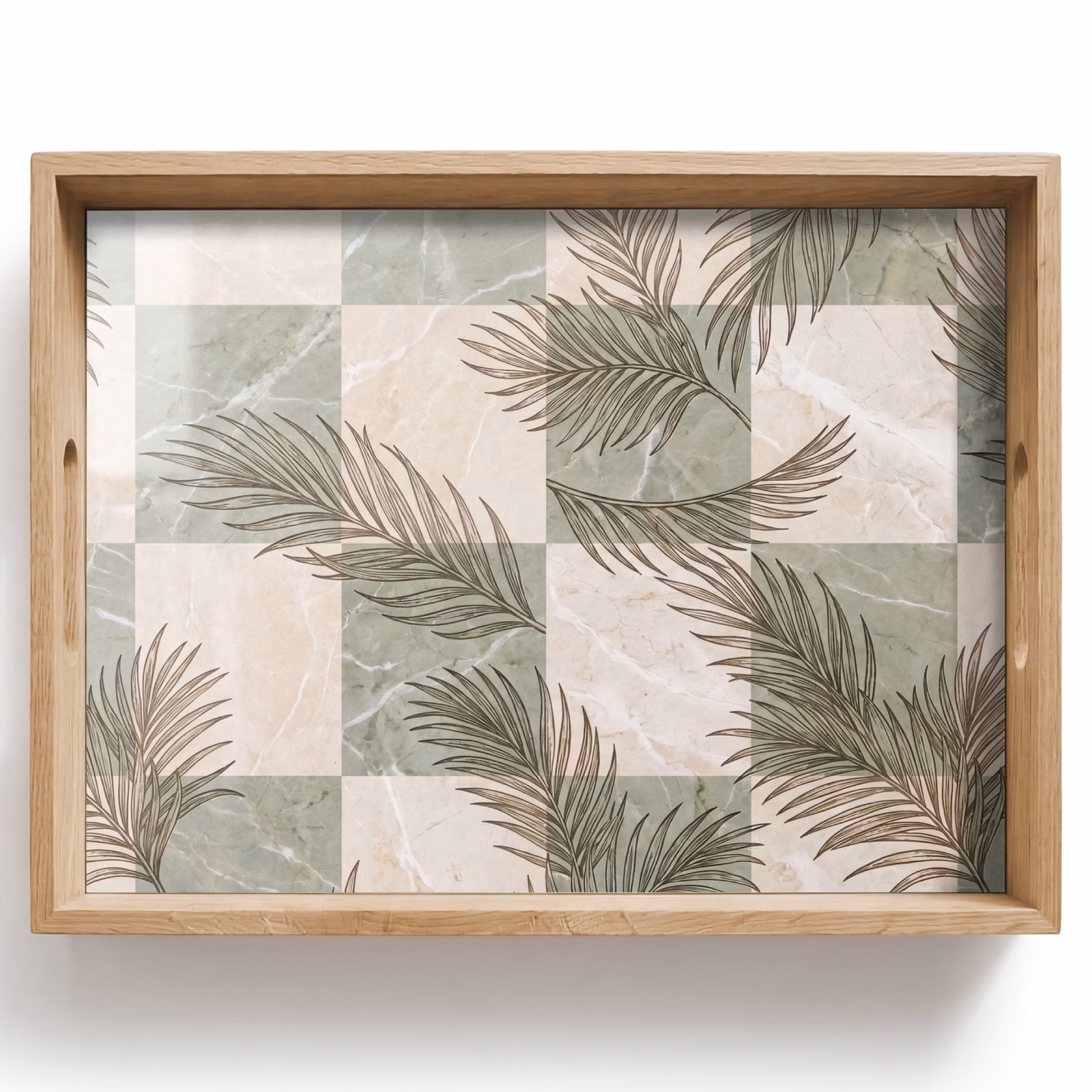 Tray - Plants - Leaves - Marble - Modern - Green — 1