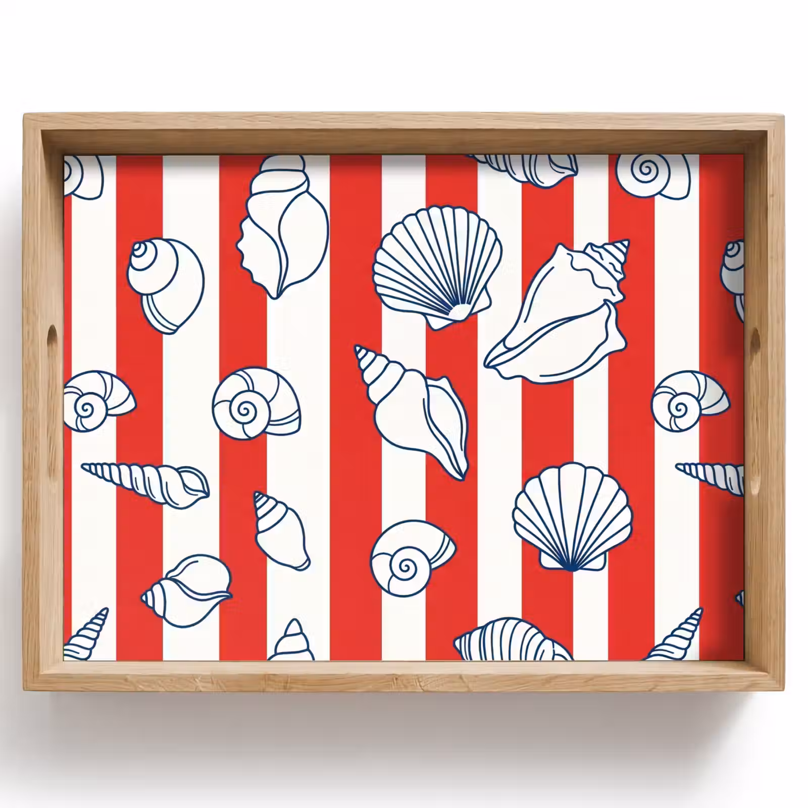 Tray - Shell - Sea Creatures - Summer - Illustration - Red - Blue — 1