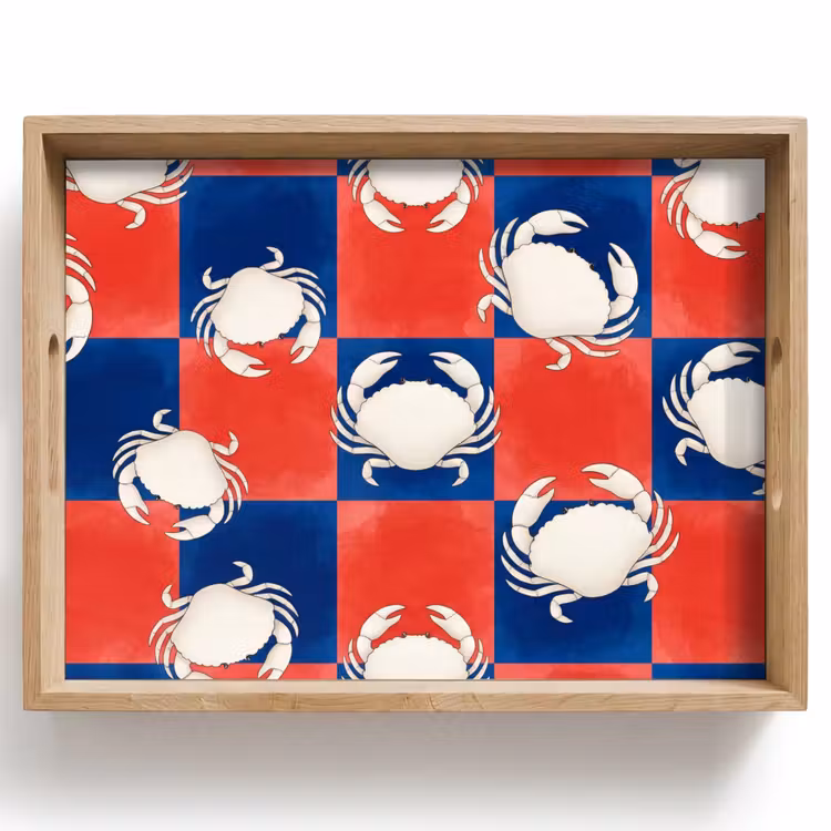 Tray - Pattern - Marine Life - Red - Blue - Abstract — 1