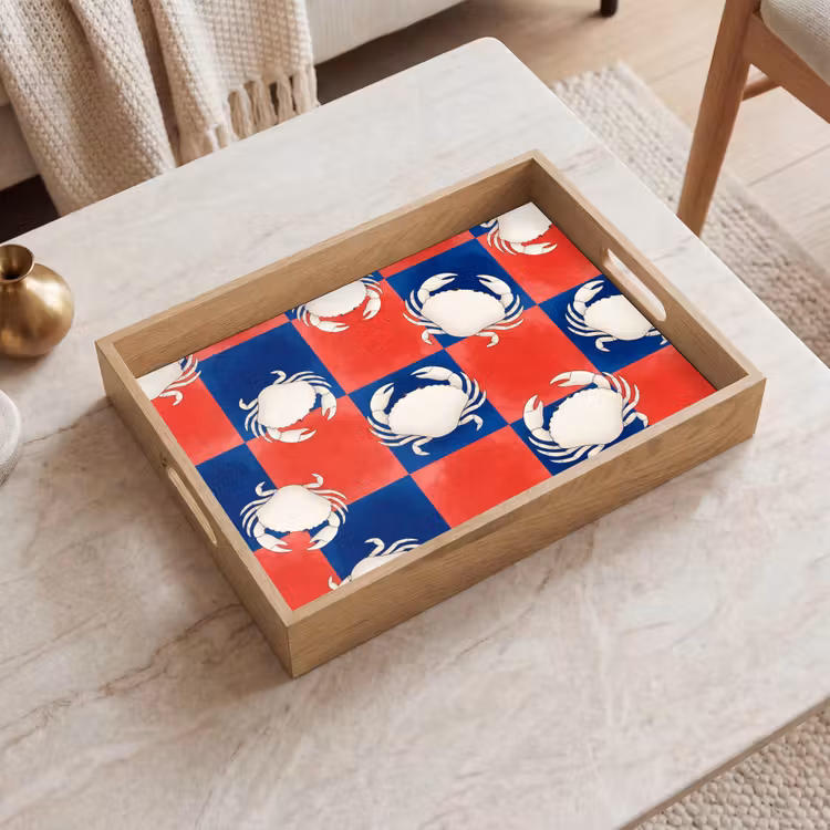Tray - Pattern - Marine Life - Red - Blue - Abstract — 2