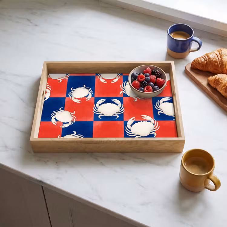 Tray - Pattern - Marine Life - Red - Blue - Abstract — 3