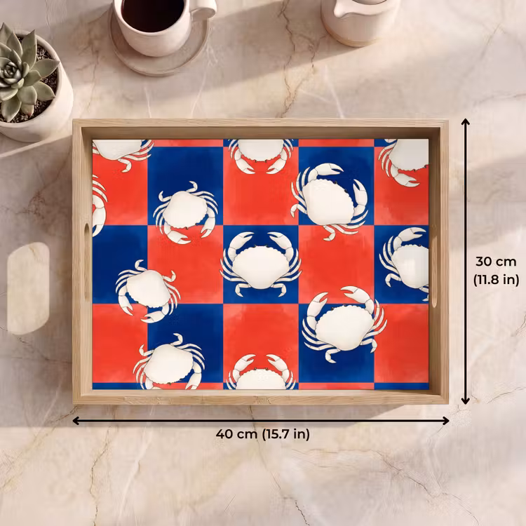 Tray - Pattern - Marine Life - Red - Blue - Abstract — 7
