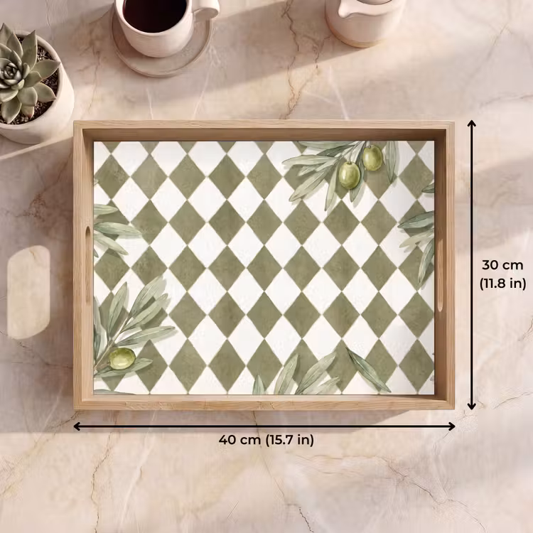 Tray - Plant - Olive Branches - Watercolor - Mediterranean - Green — 7