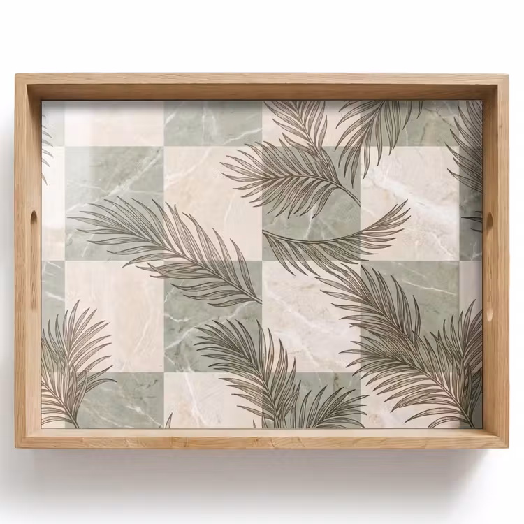 Tray - Plants - Leaves - Marble - Modern - Green — 1