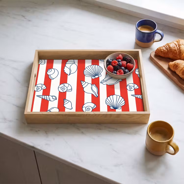 Tray - Shell - Sea Creatures - Summer - Illustration - Red - Blue — 3