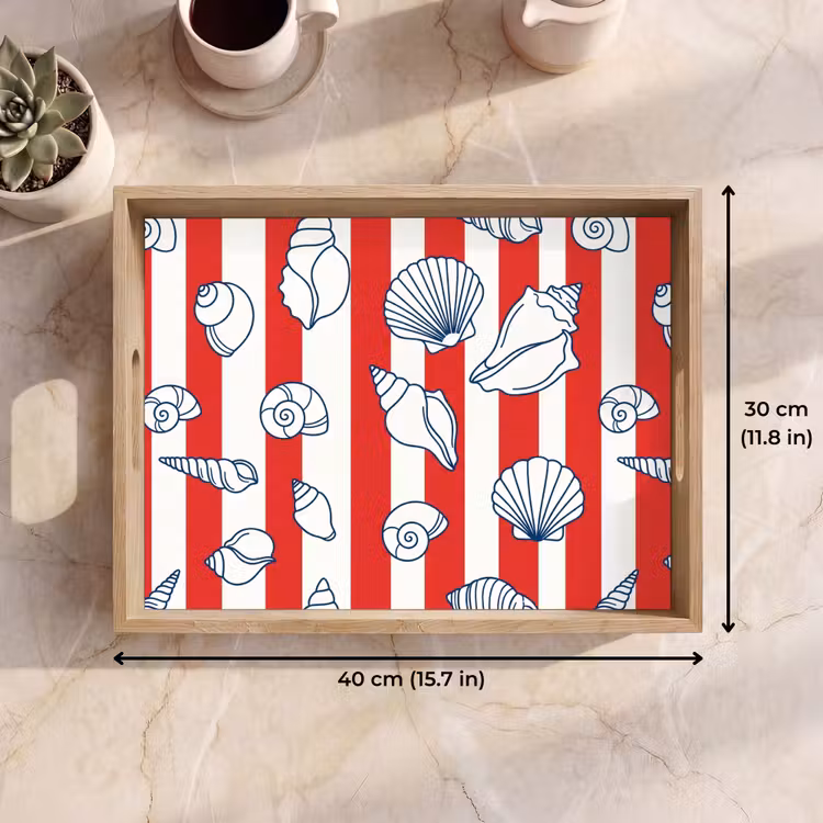 Tray - Shell - Sea Creatures - Summer - Illustration - Red - Blue — 7