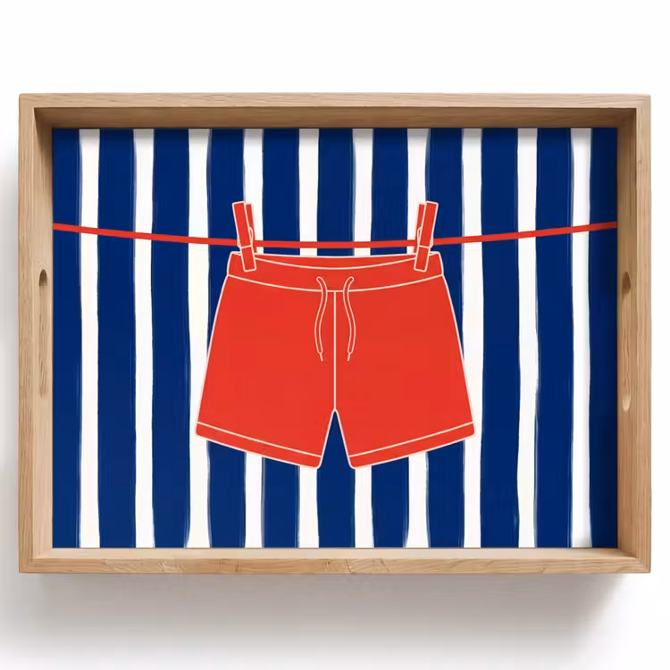 Tray - Shorts - Clothesline - Summer - Illustration - Red — 1