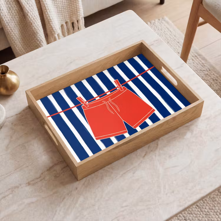 Tray - Shorts - Clothesline - Summer - Illustration - Red — 2