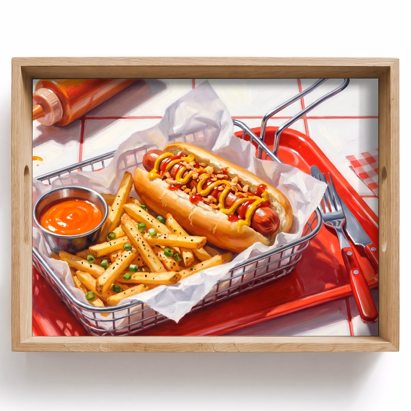 Tray - Food - Hot Dog - Fast Food - Modern - Red — 1