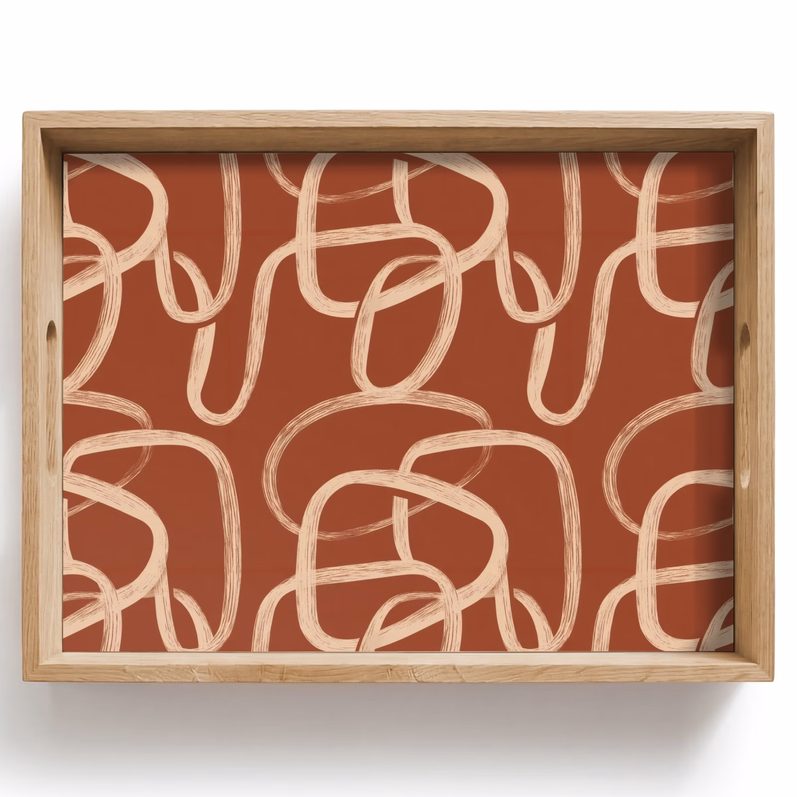 Tray - Lines - Abstract - Organic - Terracotta - Cream — 1