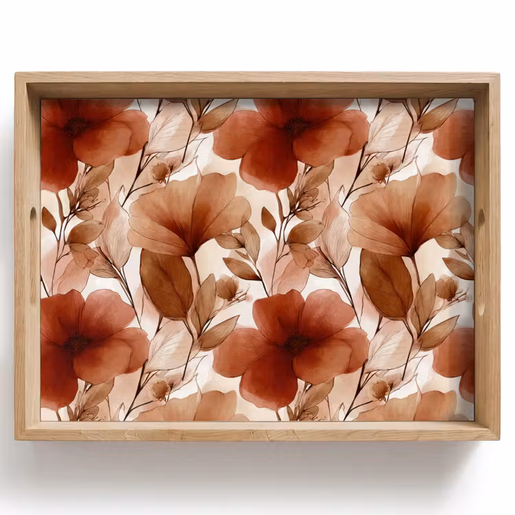 Tray - Flowers - Watercolor - Botanical - Terracotta — 1