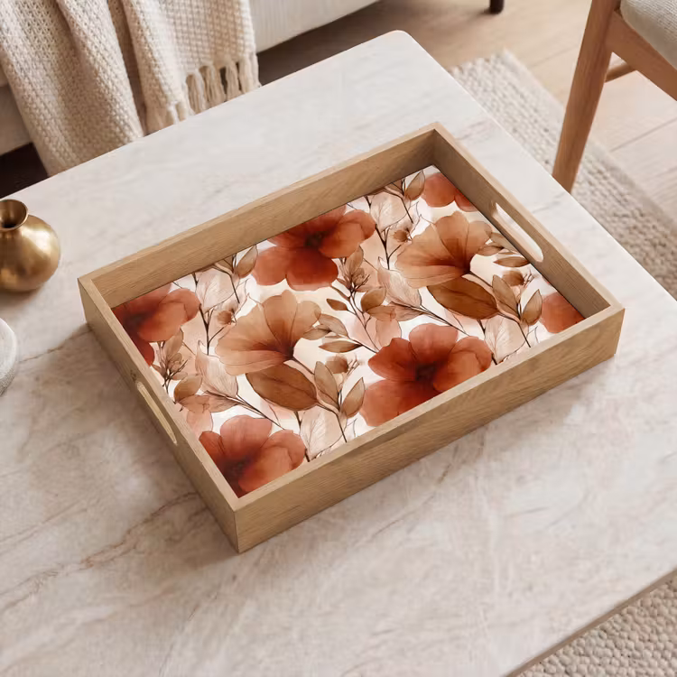 Tray - Flowers - Watercolor - Botanical - Terracotta — 2