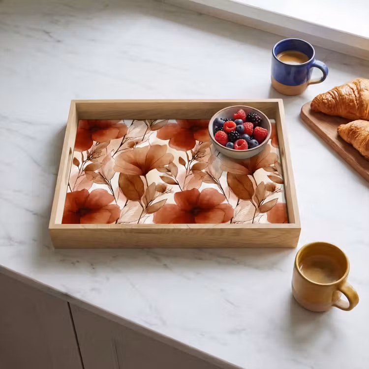 Tray - Flowers - Watercolor - Botanical - Terracotta — 3
