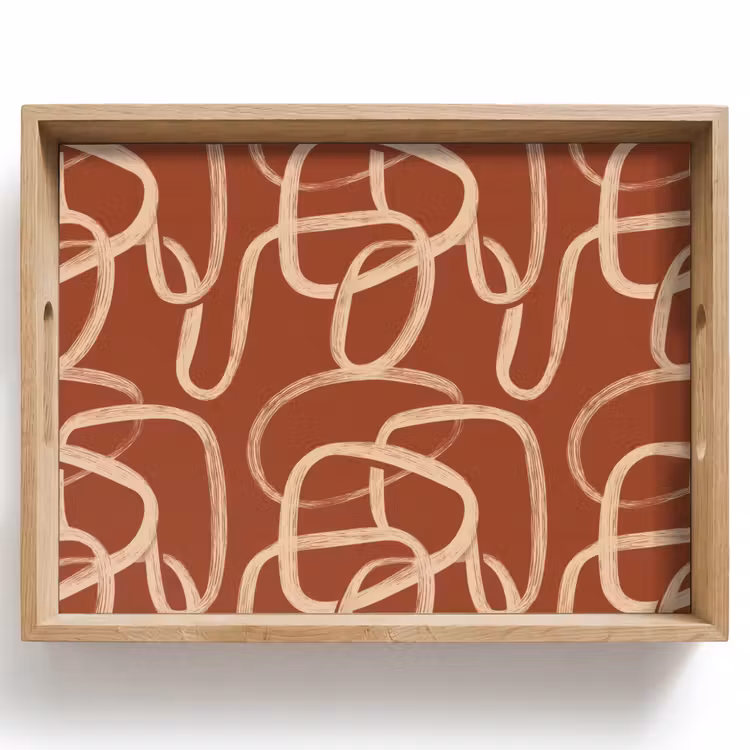 Tray - Lines - Abstract - Organic - Terracotta - Cream — 1