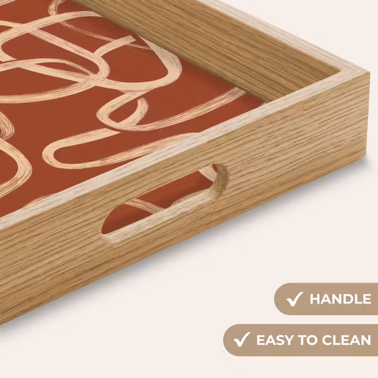 Tray - Lines - Abstract - Organic - Terracotta - Cream — 9