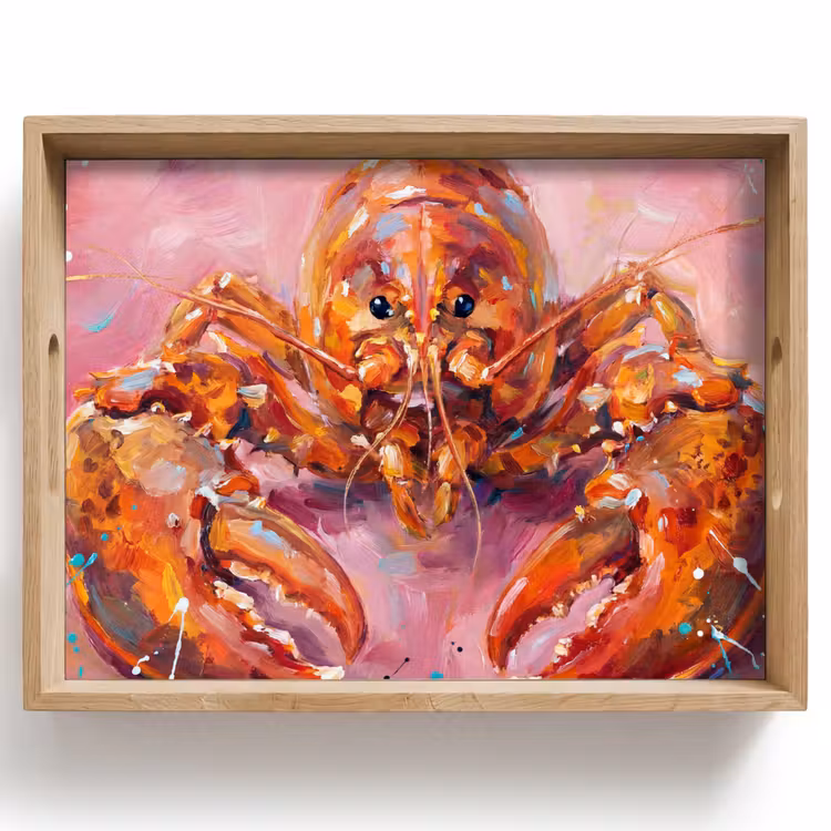 Tray - Marine Life - Lobster - Spatters - Abstract - Pink — 1