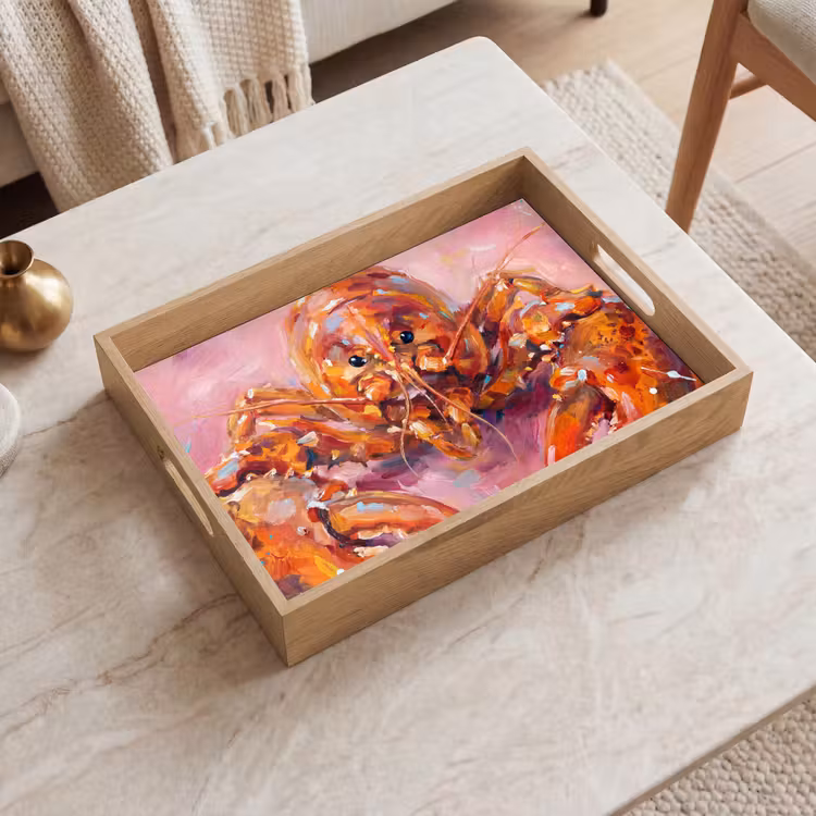 Tray - Marine Life - Lobster - Spatters - Abstract - Pink — 2