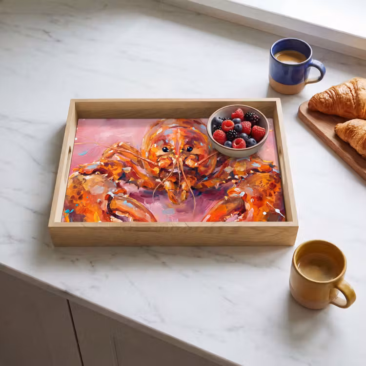 Tray - Marine Life - Lobster - Spatters - Abstract - Pink — 3