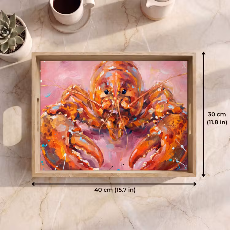 Tray - Marine Life - Lobster - Spatters - Abstract - Pink — 7