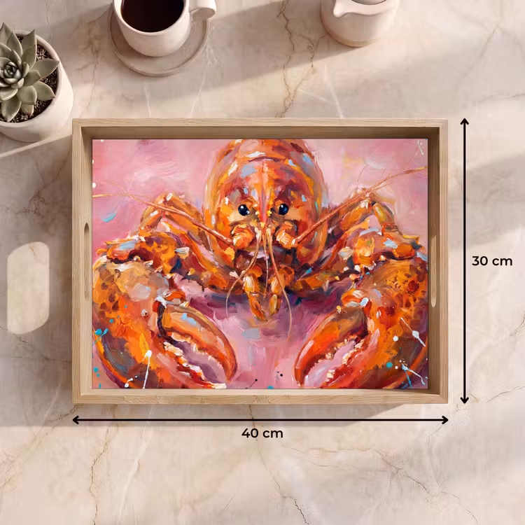 Tray - Marine Life - Lobster - Spatters - Abstract - Pink — 8