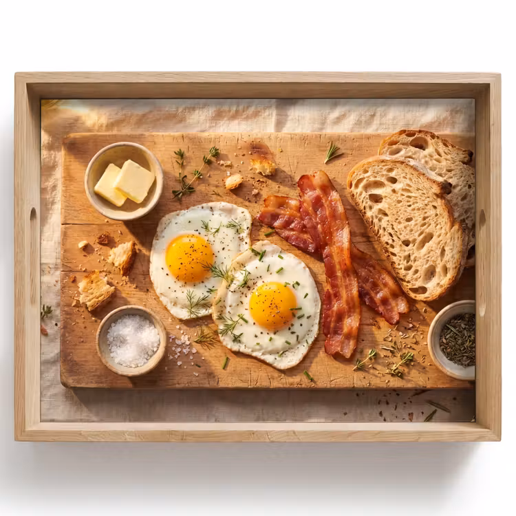 Tray - Food - Breakfast - Wood - Rustic - Yellow — 1