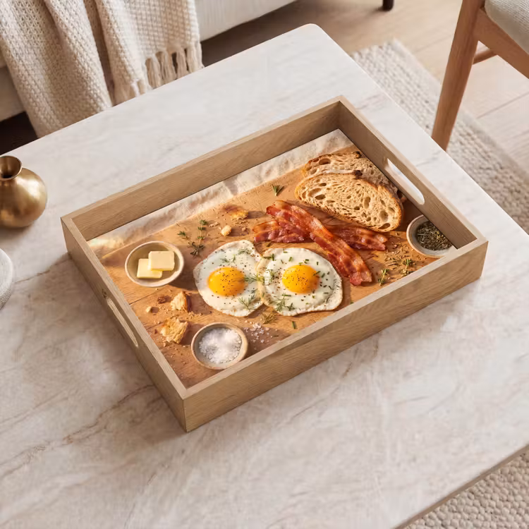 Tray - Food - Breakfast - Wood - Rustic - Yellow — 2